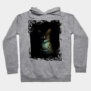 Serval Cat Mosaic Design On Dark Background Hoodie